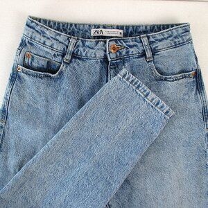 ZARA HIGH RISE SLIM STRAIGHT BLUE JEANS